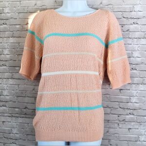 80’s Vintage Separate Scene Size Small crewneck short sleeve peach knit sweater